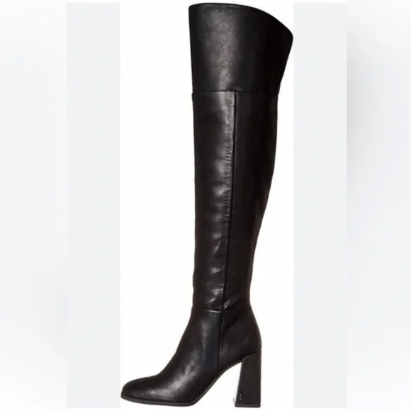 Circus by Sam Edelman Pamela Knee High Black Leather Heeled Boots - Picture 1 of 11